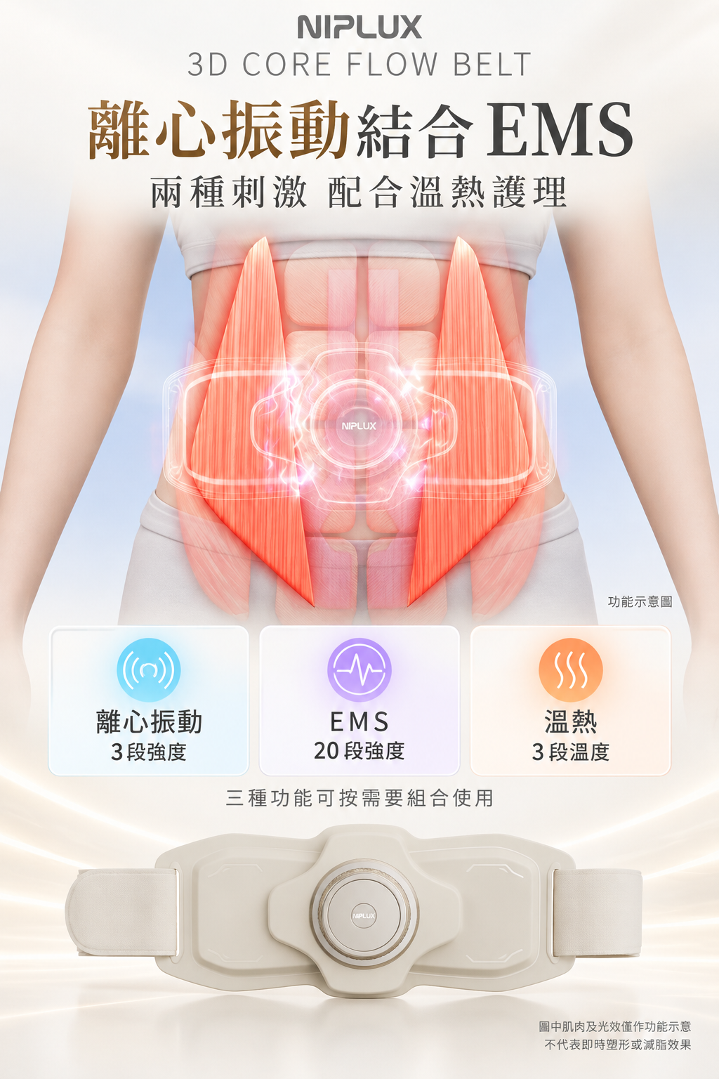 NIPLUX 3D CORE FLOW BELT 小蠻腰 GYM 美腹儀 詳情圖02