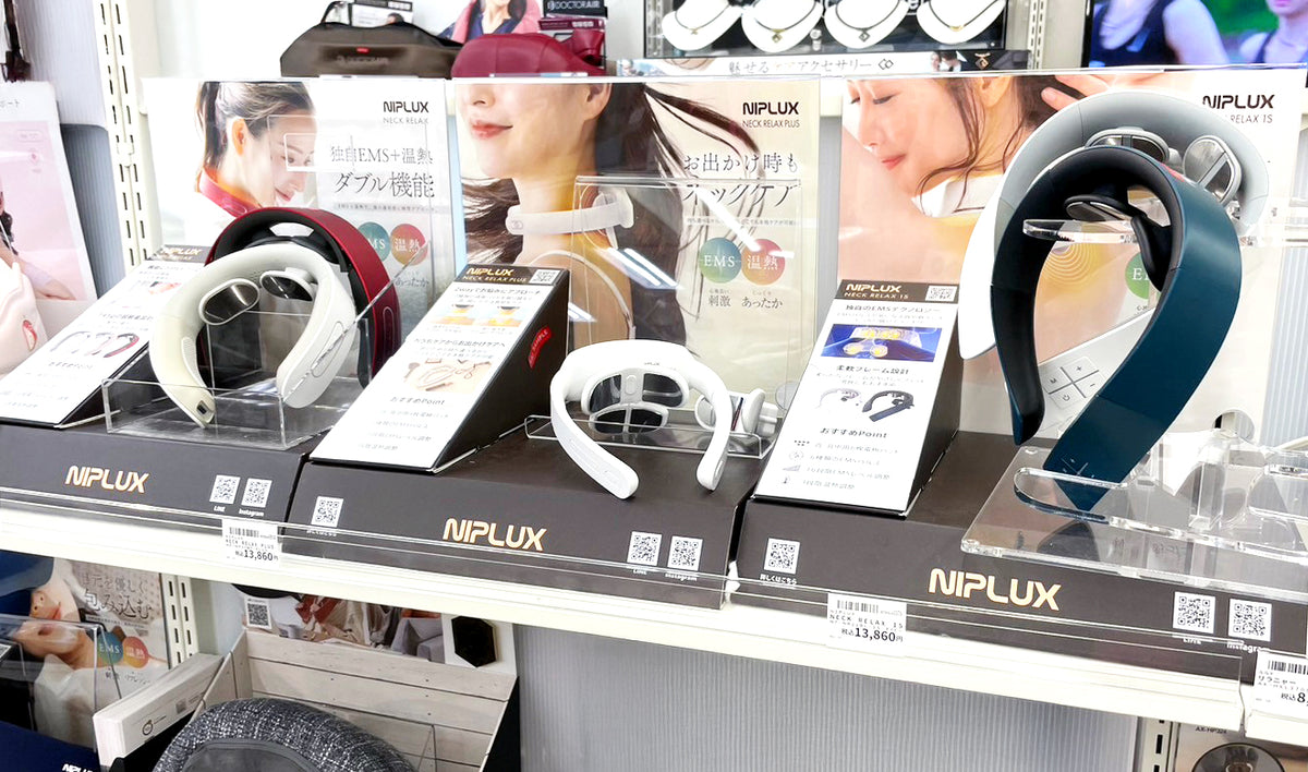 Hands 店內並列展示 NIPLUX 多款頸部護理產品及試用介紹